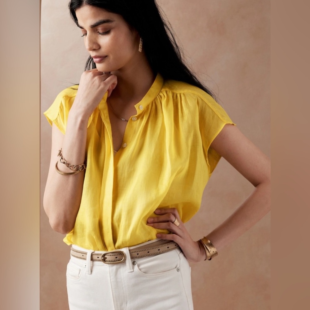 BANANA Republic OVERSIZED RAMIE SHIRT Yellow Umbrella